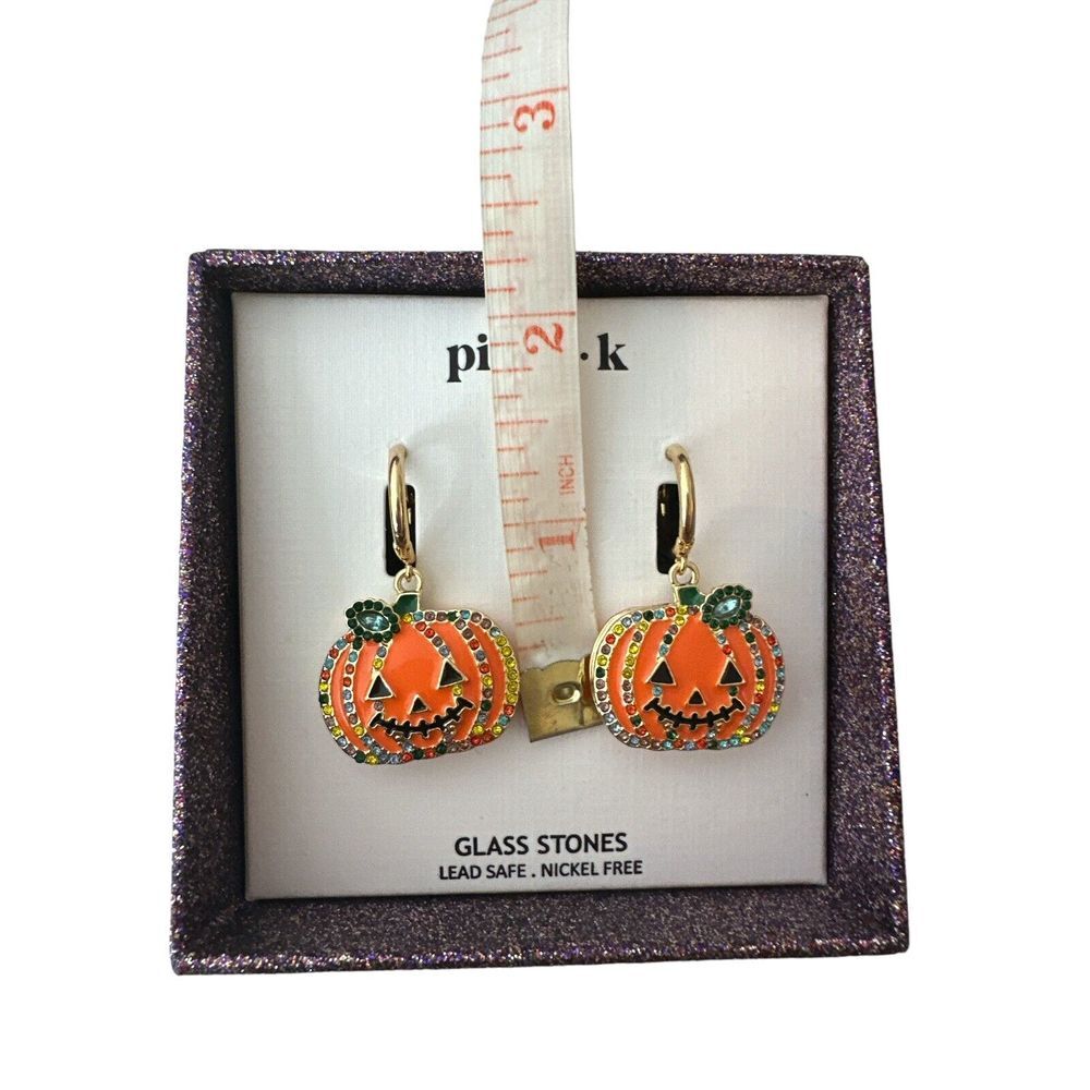 Piper-k Earrings Women's Halloween Time ORANGE JACK O‎ LANTERN PUMPKIN NWT - Picture 3 of 4